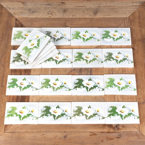 Early 20Th Century Pretty Floral Tiles From Belgium