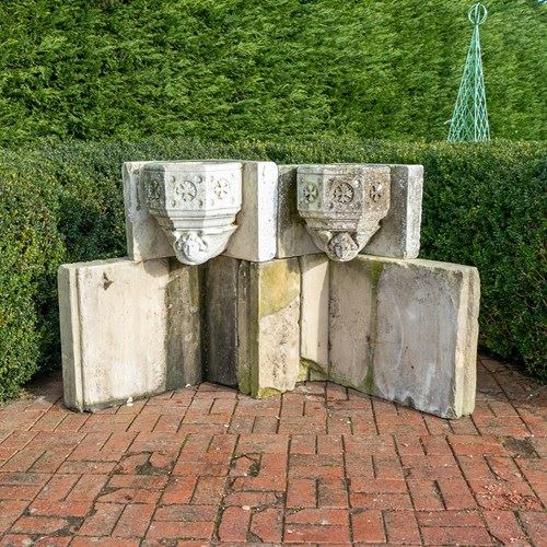 Rare Circa 1800 Carved Marble Fonts