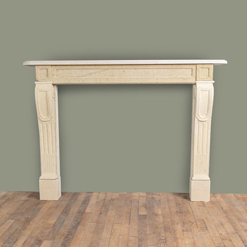 Reclaimed Antique French Limestone Fireplace