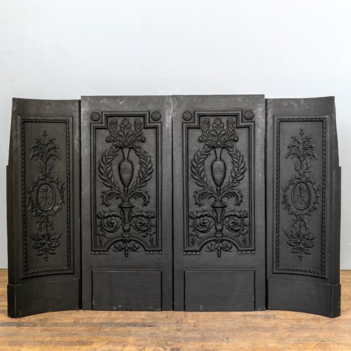 Complete Set 19Th Century Ornate Fire Back Plates