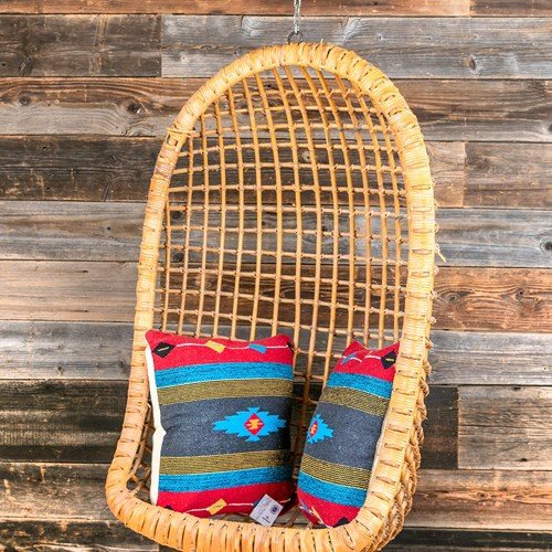 Retro Cane And Wicker Hanging Egg Shaped Chair