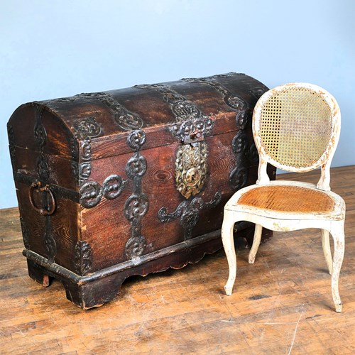 Large Ornate Metal Bound Baroque Chest