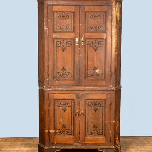 Reclaimed 19Th Century Pine Corner Cupboard