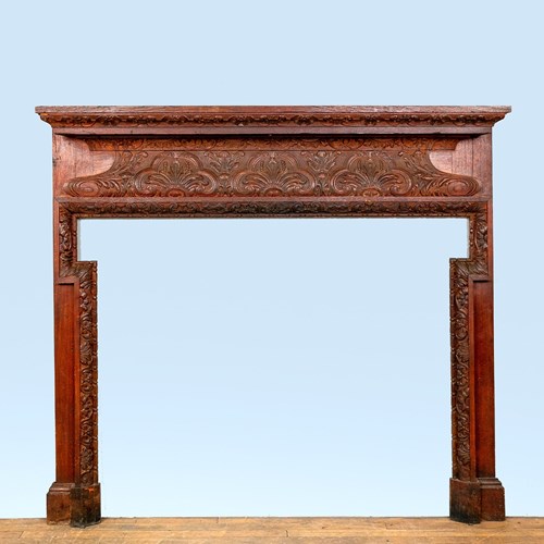 Ornate, Carved Antique Oak Fire Surround