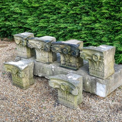 English 18Th Century Carved Stone Capitals