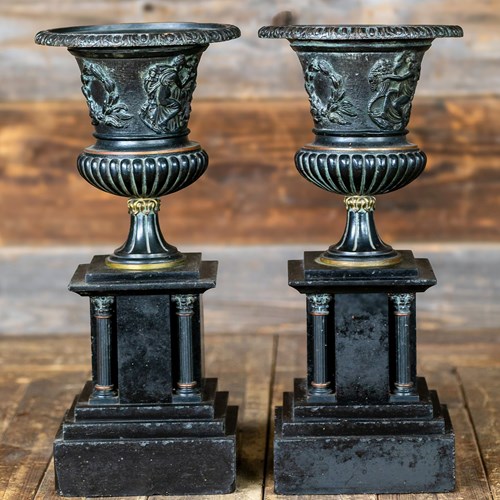 Pair Of Tour Bronze Urns