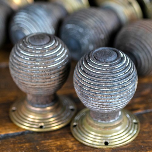 Original Victorian Wood Beehive Door Knobs