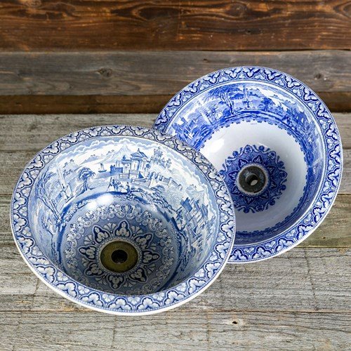 Rare Victorian Blue And White Basins