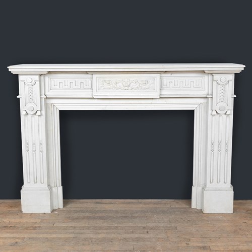 Grand 19Th Century Statuary Marble Chimneypiece