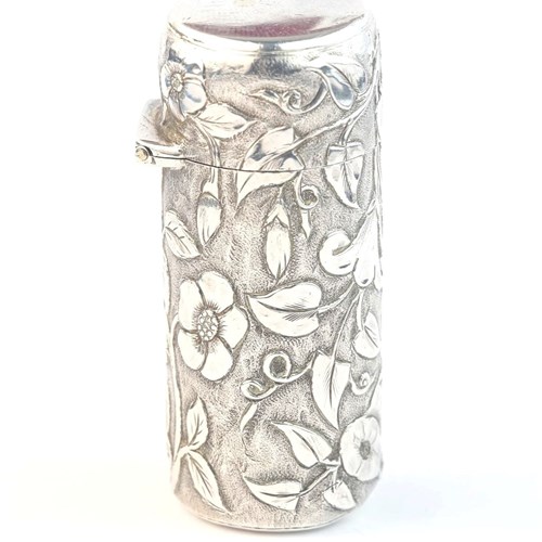 1884 Hallmarked Arts And Crafts Silver Smelling Salts Bottle