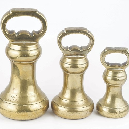 Set Of 1853 English Victorian Brass Bell Weights