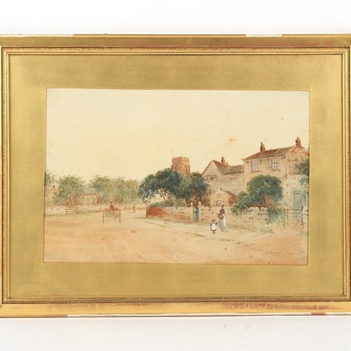 Watercolour Village Scene By Frederick W Waugh, 1896