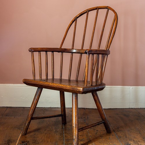 Wonderful 19Th Century Primitive Hoop Back Windsor Chair