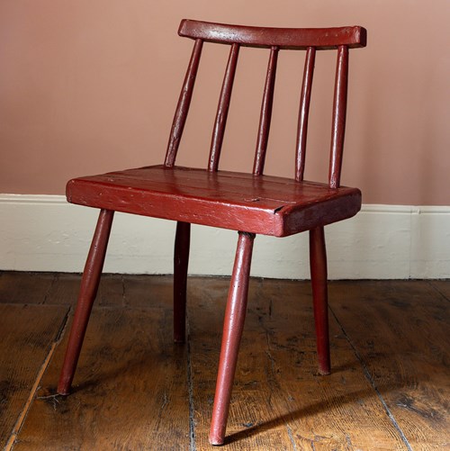 19Th Century Irish Hedge Chair With Red Paint
