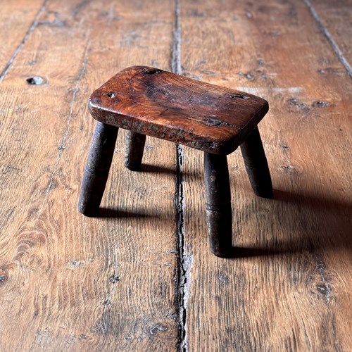 19Th Century Elm Stool Or Candle Stand
