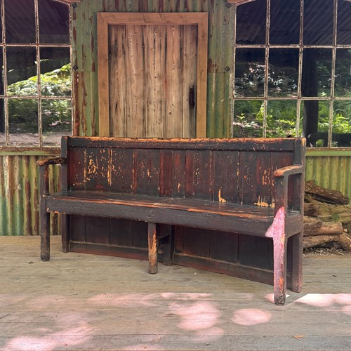 Exceptional 18Th Century Tavern Settle With Witches Mark