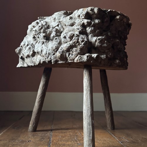 Early 19Th Century Primitive Burr Wood Side Table