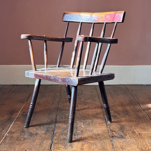 Primitive Irish Hedge Chair With Historic Paint