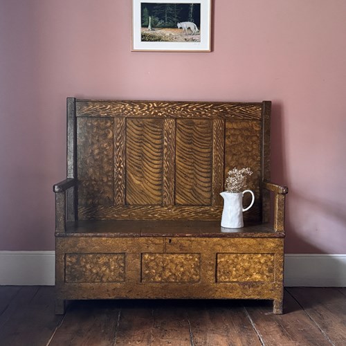 19Th Century Scumble Painted Welsh Settle