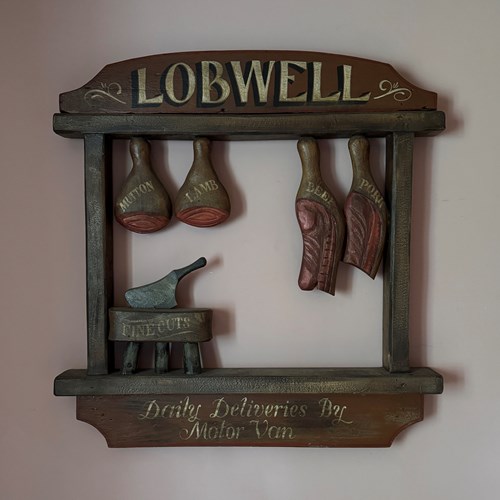 Wonderful Folky Antique Butchers Sign