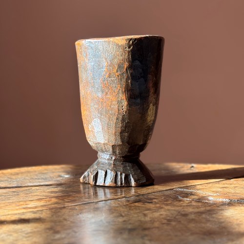 English 17Th Century Dug Out Oak Mortar