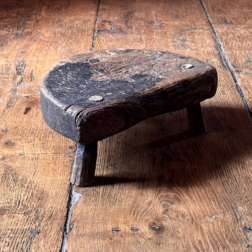 Primitive 19Th Century Elm Stool