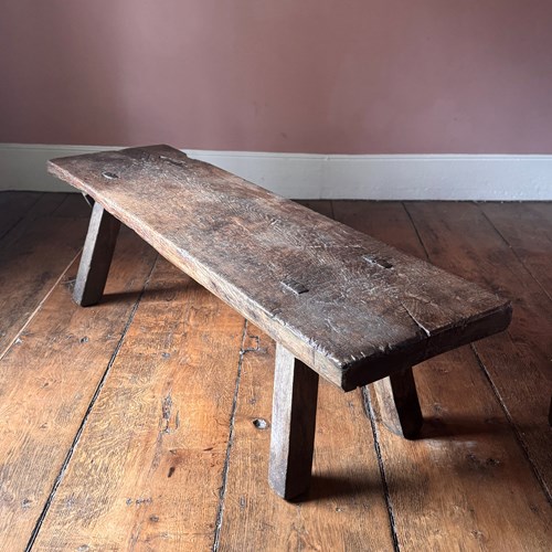 Large 19Th Century Oak Pig Bench