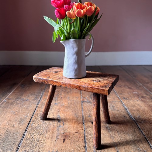 Primitive 19Th Century Three Legged Stool