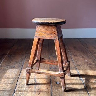 Tall 19Th Century Elm Stool