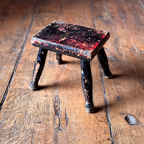 Lovely 19Th Century Welsh Painted Stool