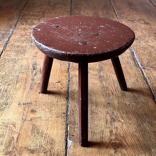 19Th Century Country Stool In Historic Paint