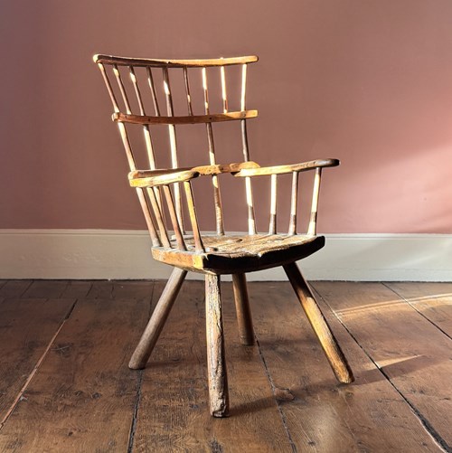 A Rare 18Th Century Triple Comb Back Stick Chair