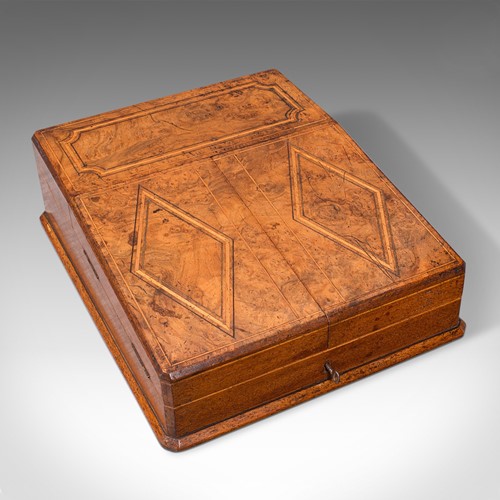 Antique Decorative Canteen, English, Burr Walnut, Cutlery Box, Victorian, C.1860