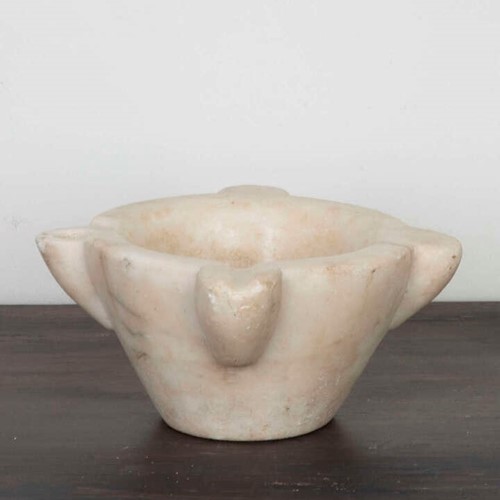 19th Century White Marble Mortar