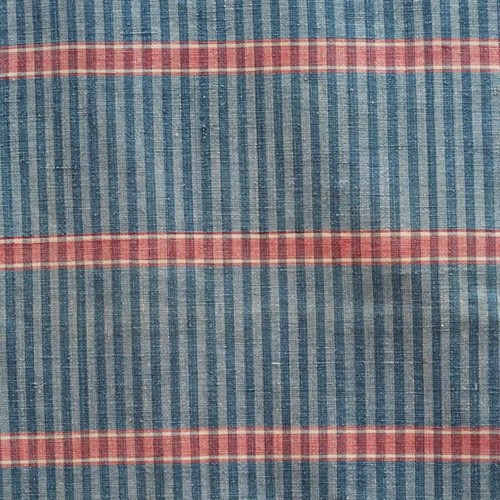 Indigo & Red Checked Linen Pillow Cover French 19Th Century