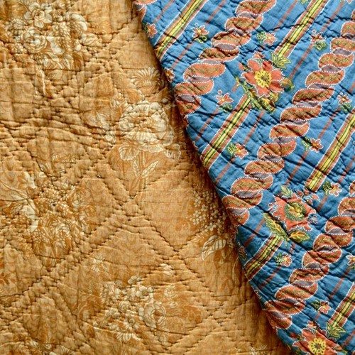 Floral Stripe Quilt French 19Th Century