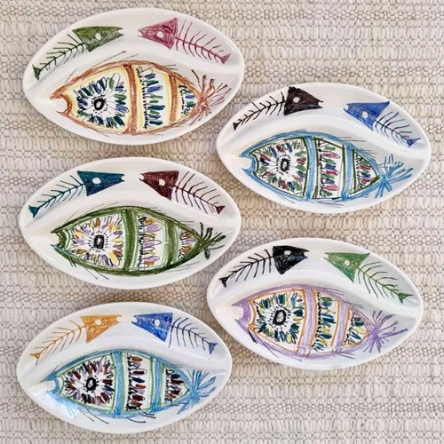 5 handpainted Italian ceramic fish plates by Il Quadrifoglio