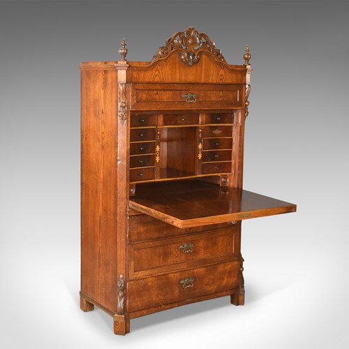 Antique Bureau Desk, French, Escritoire, Oak, 19th Century Circa 1870