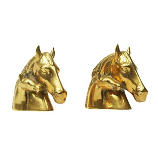 Pair Of 1950S Solid Brass Horse & Foal Bookends