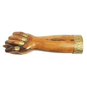 1950s Rosewood & Brass Figa Fist Sculpture