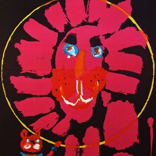 1960's Cyrk Polish Circus Pink Lion Poster