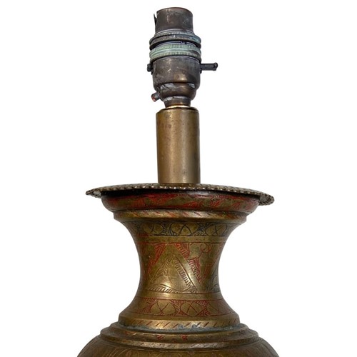 Anglo Indian Brass Vase Converted To Table Lamp