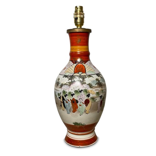 Meiji Period Kutani Vase Table Lamp