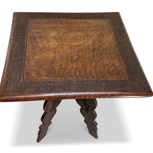 Anglo Indian Carved Exotic Hardwood Square Side Table