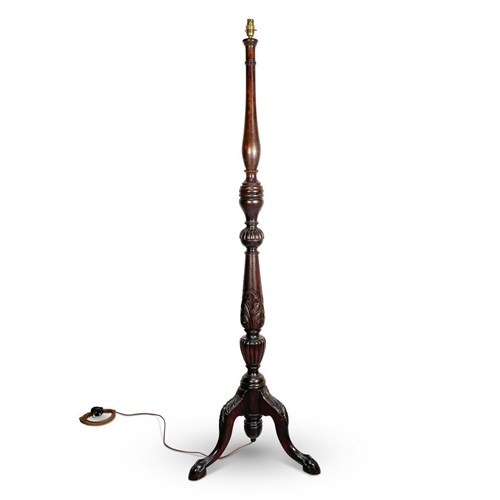 Mahogany Floor Lamp Carved With Acanthus Leaves