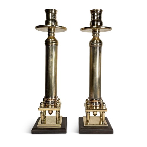 Pair Of Brass Aesthetic Movement Candlesticks