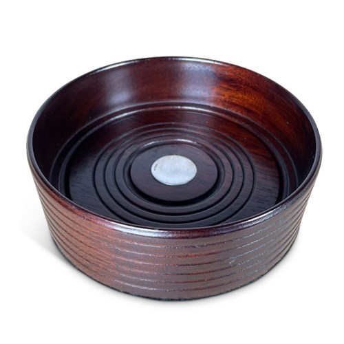 Exotic Hardwood Wine Coaster With Silver Disk