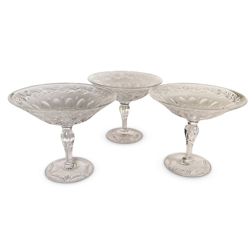 Set Of Three Cut Glass Tazzas