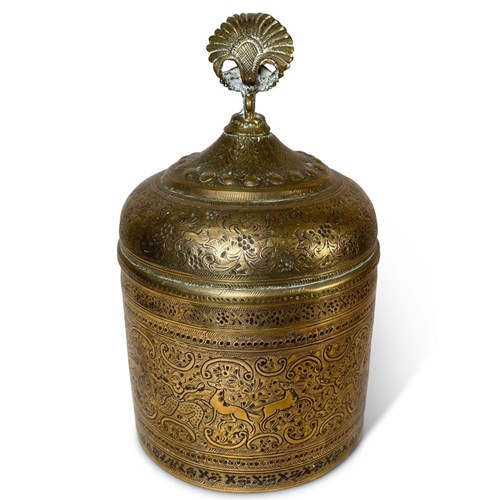 Chase Engraved Brass Lidded Caddy