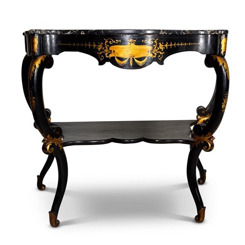 Ebonised And Gilt Console Table With Marble Top